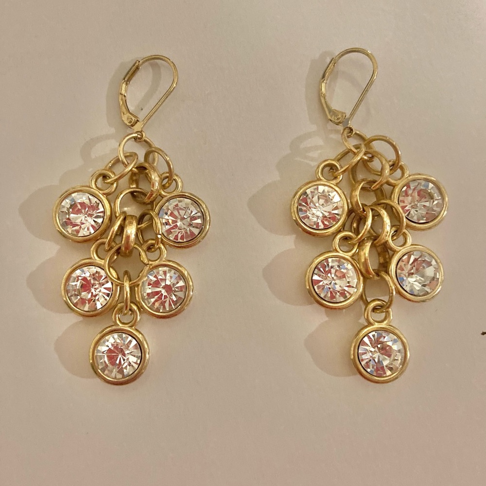 Earrings. Beautiful. Pre Owned. Mild Gold Tone with Stones.
